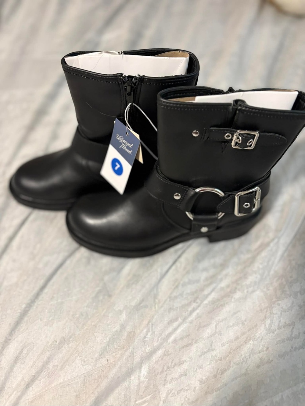 Universal Thread Black Moto Buckle Ankle Boots